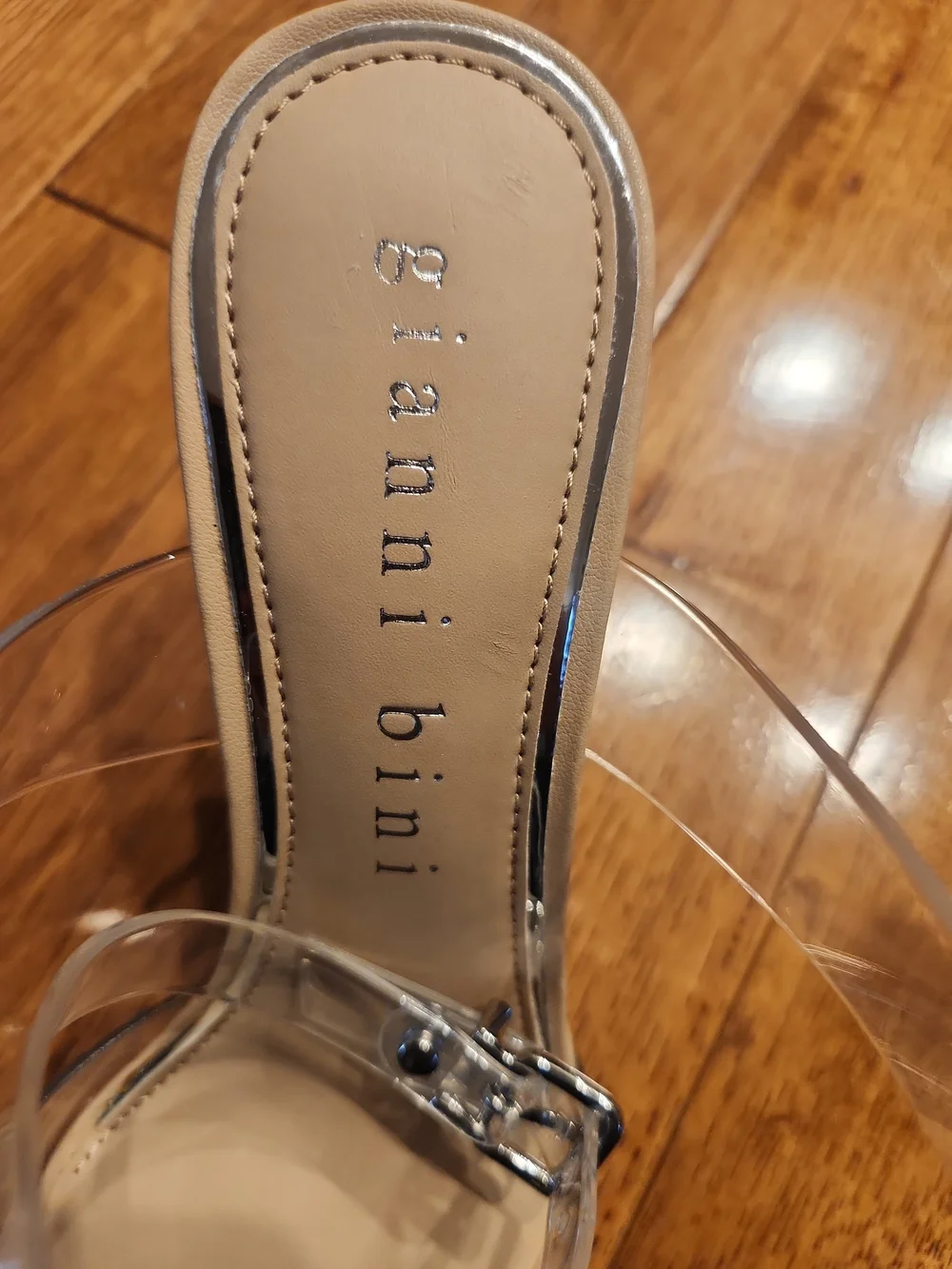 Gianni Bini Clear Strap Nude Sculpted Heel Sandals Women’s Size 8.5